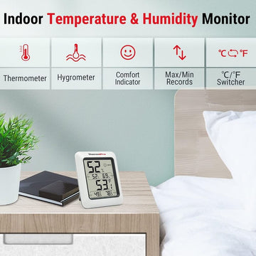ThermoPro TP50 Digital Hygrometer Indoor Thermometer & Humidity Gauge with Air Comfort Indicator - Imported from UK